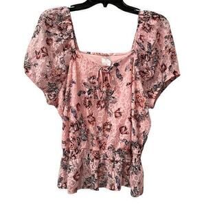 No Boundaries Y2K Square Babydoll Bubble Puff Pink Floral Mean Girls NWT XXL